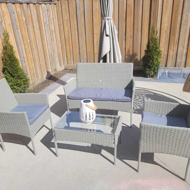 4 PC WICKER PATIO BROWN SET