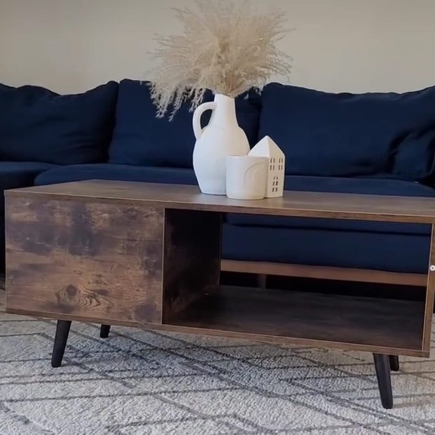 Vintage Theme Mid-Century Rectangular Coffee TableAR Dynamic Ca【Modern Rustic Style】The vintage wood color and wood texture design make this rectangular coffee table full of vinatge charm. Can match your various furniture and maLiving RoomVintage Theme Mid-Century Rectangular Coffee TableAR Dynamic Ca