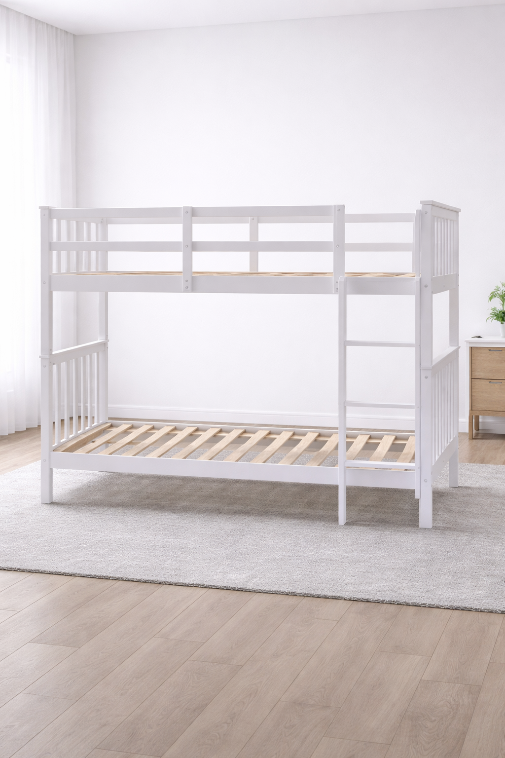 ARDYNAMIC Single Over Single Convertible Bunk Bed with slatted headboards and guard rails
