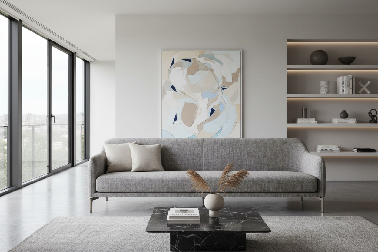 for the living room collection header, make a picture based on the sofa that is available there 