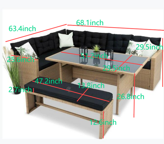 6-PIECE WICKER OUTDOOR PATIO SET WITH CUSHIONS