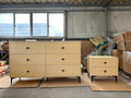 Noon 6-Drawer Dresser fully assembled modern MDF wood with tapered legs and recessed handles