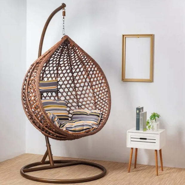 ARDYNAMIC AMARA EGG SWING CHAIR DARK BROWNAR Dynamic CaConstructed from Strong Powder Coated Steel Frame and Commercial Grade Hand Woven All-weather PE Rattan Wicker Cushion made from outdoor fabric and filled with soft Patio furnitureARDYNAMIC AMARA EGG SWING CHAIR DARK BROWNAR Dynamic Ca