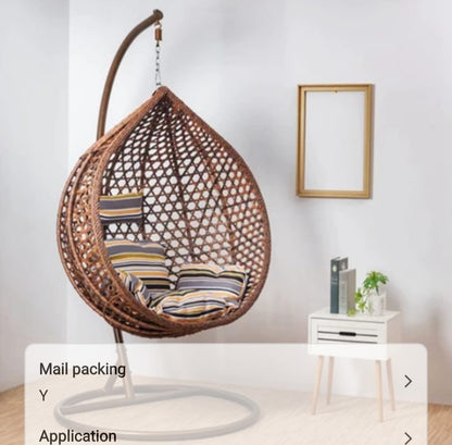 ARDYNAMIC AMARA EGG SWING CHAIR DARK BROWNAR Dynamic CaConstructed from Strong Powder Coated Steel Frame and Commercial Grade Hand Woven All-weather PE Rattan Wicker Cushion made from outdoor fabric and filled with soft Patio furnitureARDYNAMIC AMARA EGG SWING CHAIR DARK BROWNAR Dynamic Ca