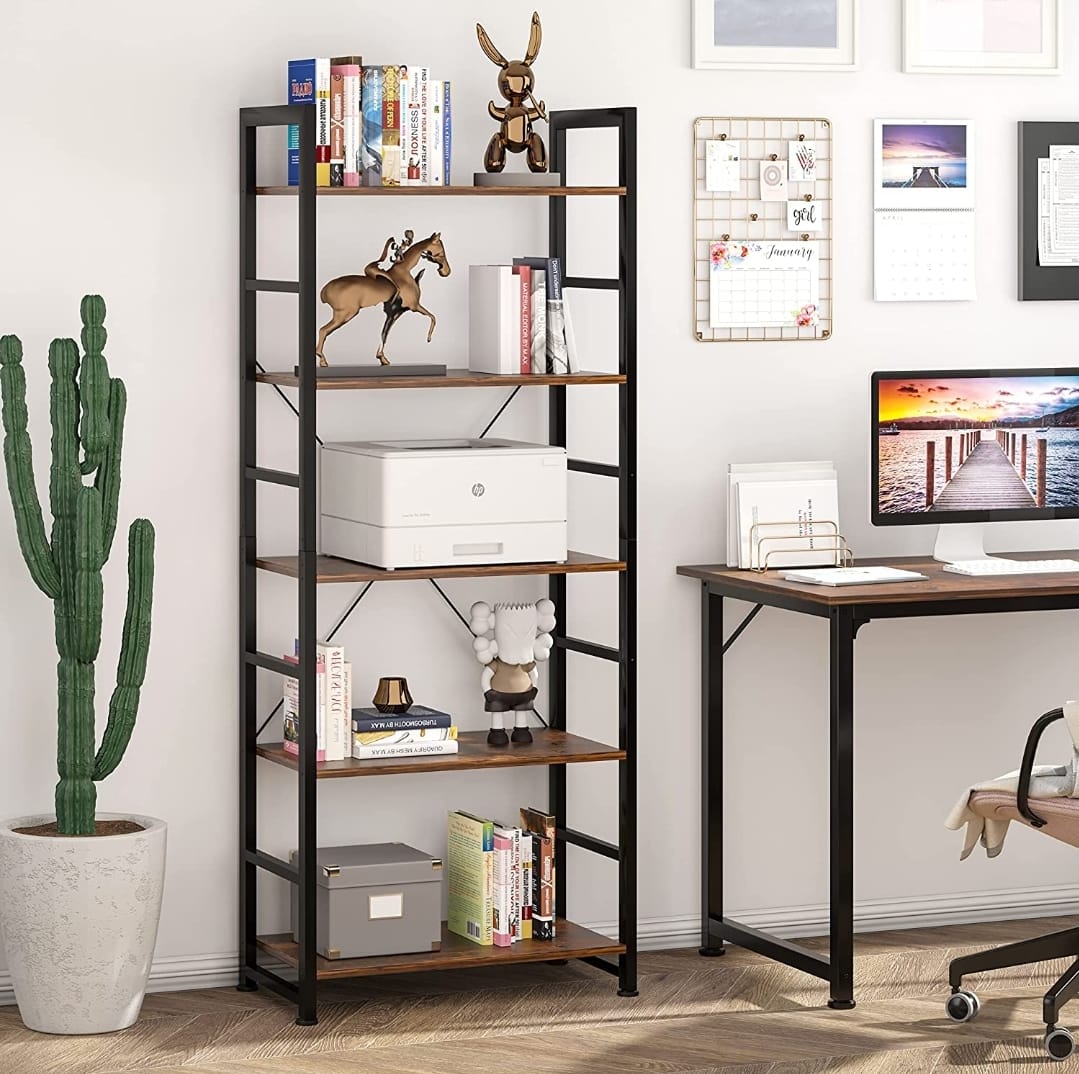 AR Dynamic 5 Tier BookshelfAR Dynamic Ca【5 TIER MULTIFUNCTIONAL BOOKCASE SHELF】This 5 shelf bookshelf provides a very wide storage space, you can use it to place all kinds of items as you see fit. Books, pLiving RoomAR Dynamic 5 Tier BookshelfAR Dynamic Ca