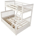 White single over double convertible bunk bed with built-in storage drawers and ladder