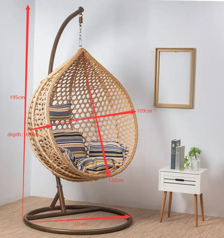 ARDYNAMIC AMARA EGG SWING CHAIR LIGHT BROWNAR Dynamic CaConstructed from Strong Powder Coated Steel Frame and Commercial Grade Hand Woven All-weather PE Rattan Wicker Cushion made from outdoor fabric and filled with soft Patio furnitureARDYNAMIC AMARA EGG SWING CHAIR LIGHT BROWNAR Dynamic