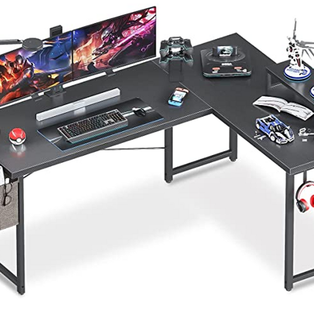 L-SHAPED OFFICE DESK + storage bag includedAR Dynamic CaFull L Shaped Desk with Optional Space Saving Monitor Shelf: Nearly full L Shape design, make the most of your space, easy to fit snugly in a corner to maximize yourOFFICE DESK-SHAPED OFFICE DESK + storage bag includedAR Dynamic Ca