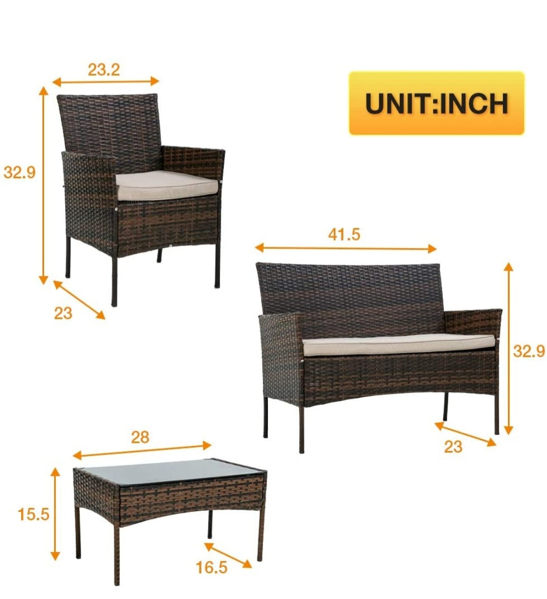 4 PC WICKER PATIO SETAR Dynamic Ca✎〖INDOOR &amp; OUTDOOR〗:Thickly Cushioned Wicker Patio Sofa Set Chairs For Maximum Comfort, Patio Outdoor Sofa Gives You A Excellent Seating Experience.Our Garden OuPatio furniture4 PC WICKER PATIO SETAR Dynamic Ca