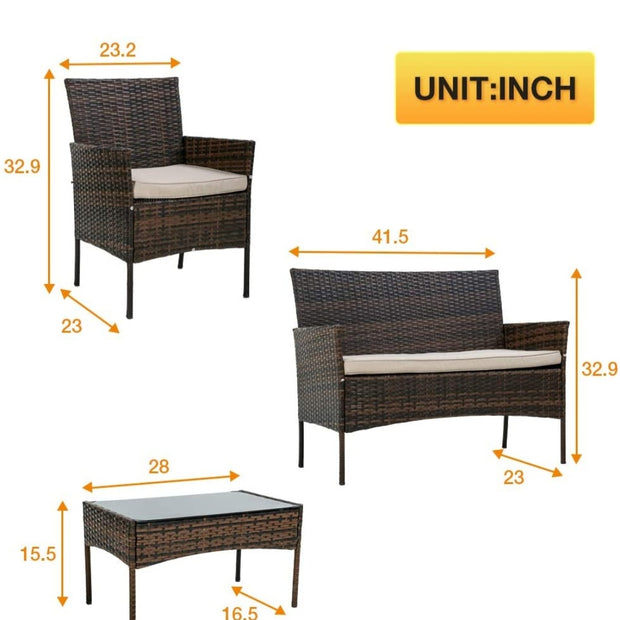 4 PC WICKER PATIO SETAR Dynamic Ca✎〖INDOOR &amp; OUTDOOR〗:Thickly Cushioned Wicker Patio Sofa Set Chairs For Maximum Comfort, Patio Outdoor Sofa Gives You A Excellent Seating Experience.Our Garden OuPatio furniture4 PC WICKER PATIO SETAR Dynamic Ca